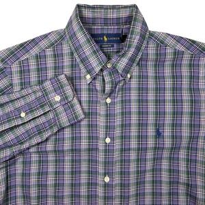 Ralph Lauren Classic Fit Plaid Button Down Shirt Men's Size S Purple Green